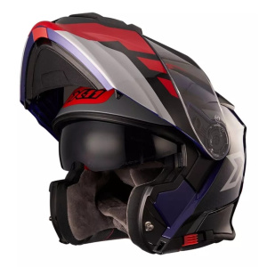 Capacete X11 Turner Prisma Azul E Vermelho Brilho C/ Óculos