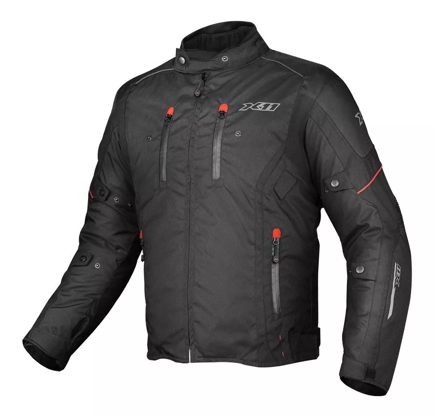 Jaqueta X11 Iron3 Masculina Preta E Vermelha Proteção Moto