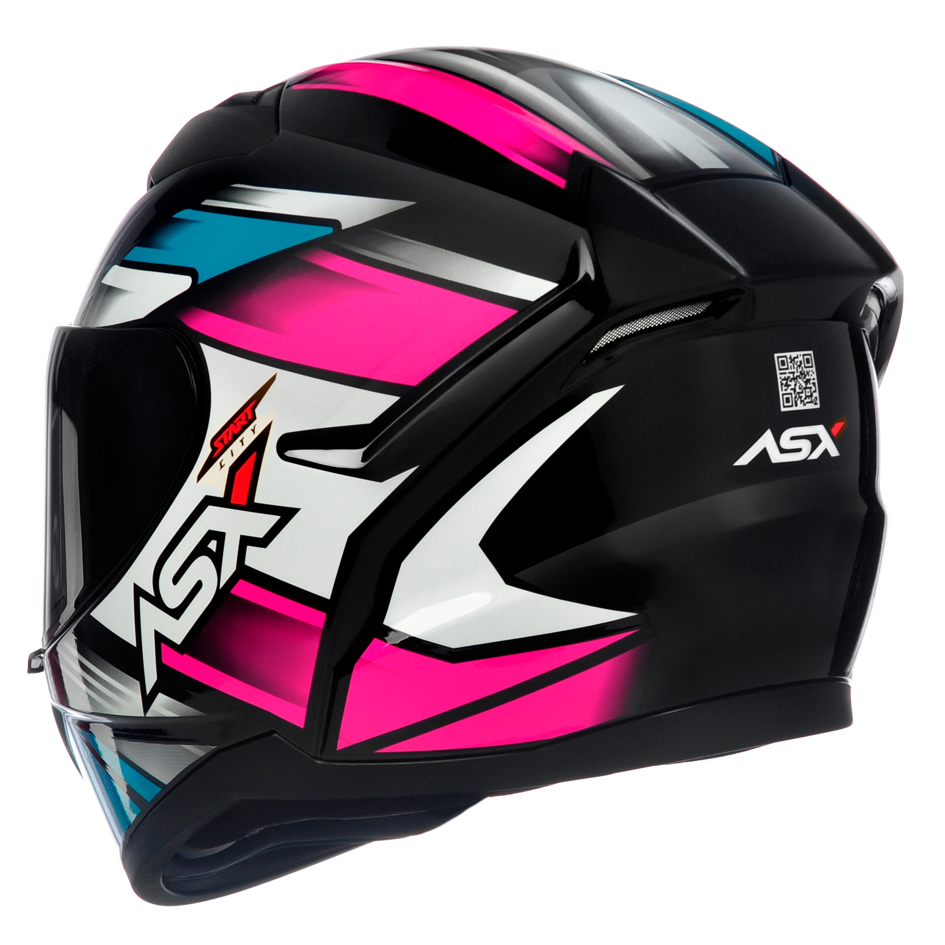 CAPACETE ASX CITY START PRETO TURQUESA ROSA - Imagem 4