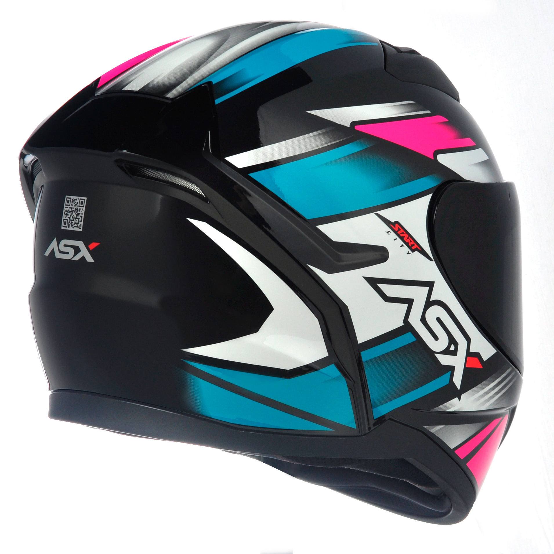 CAPACETE ASX CITY START PRETO TURQUESA ROSA - Imagem 3