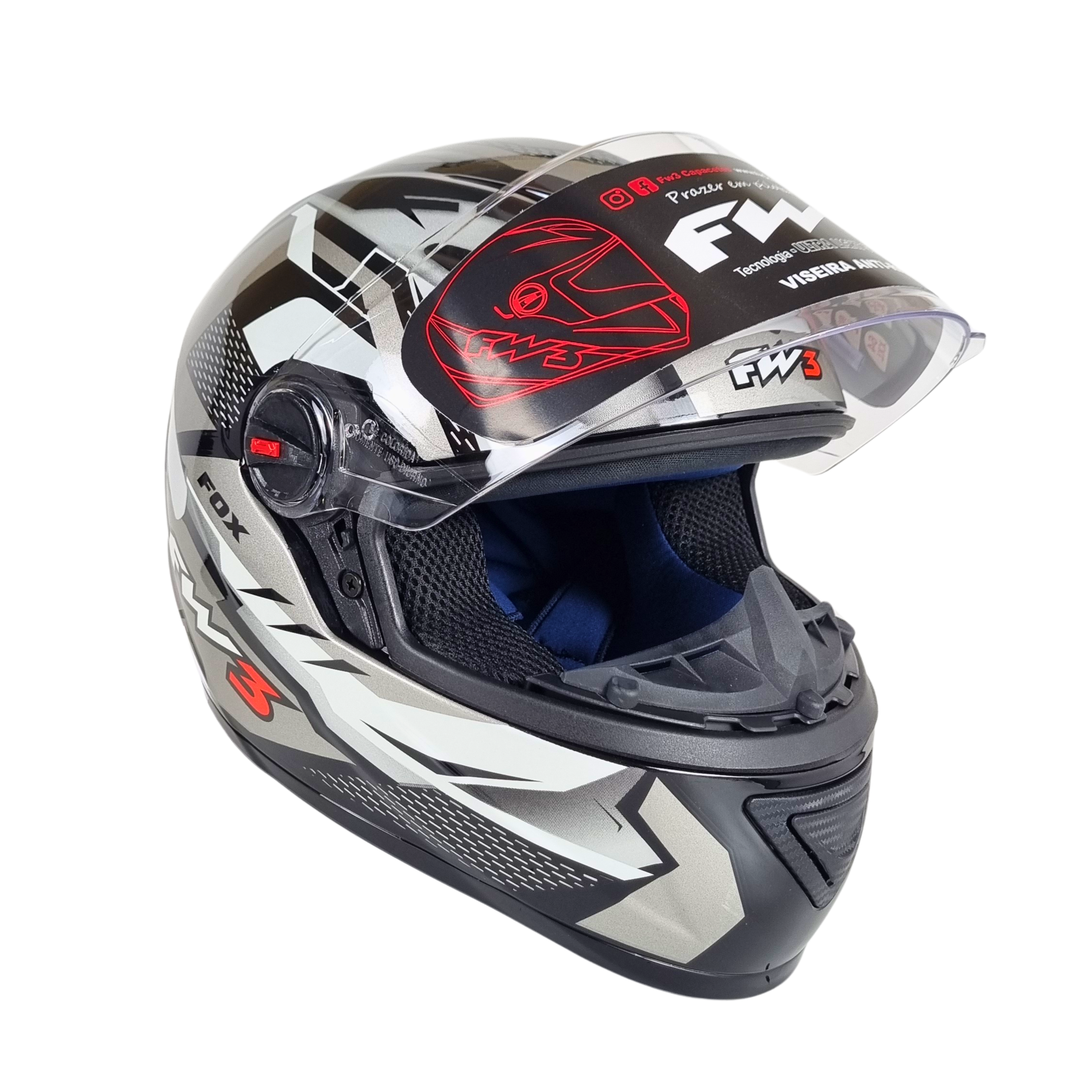 CAPACETE FW3 GTN FOX GRAFITE - Helal Moto Peças