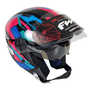 CAPACETE FW3 X OPEN UP FOX AZUL E ROSA C/ÓCULOS