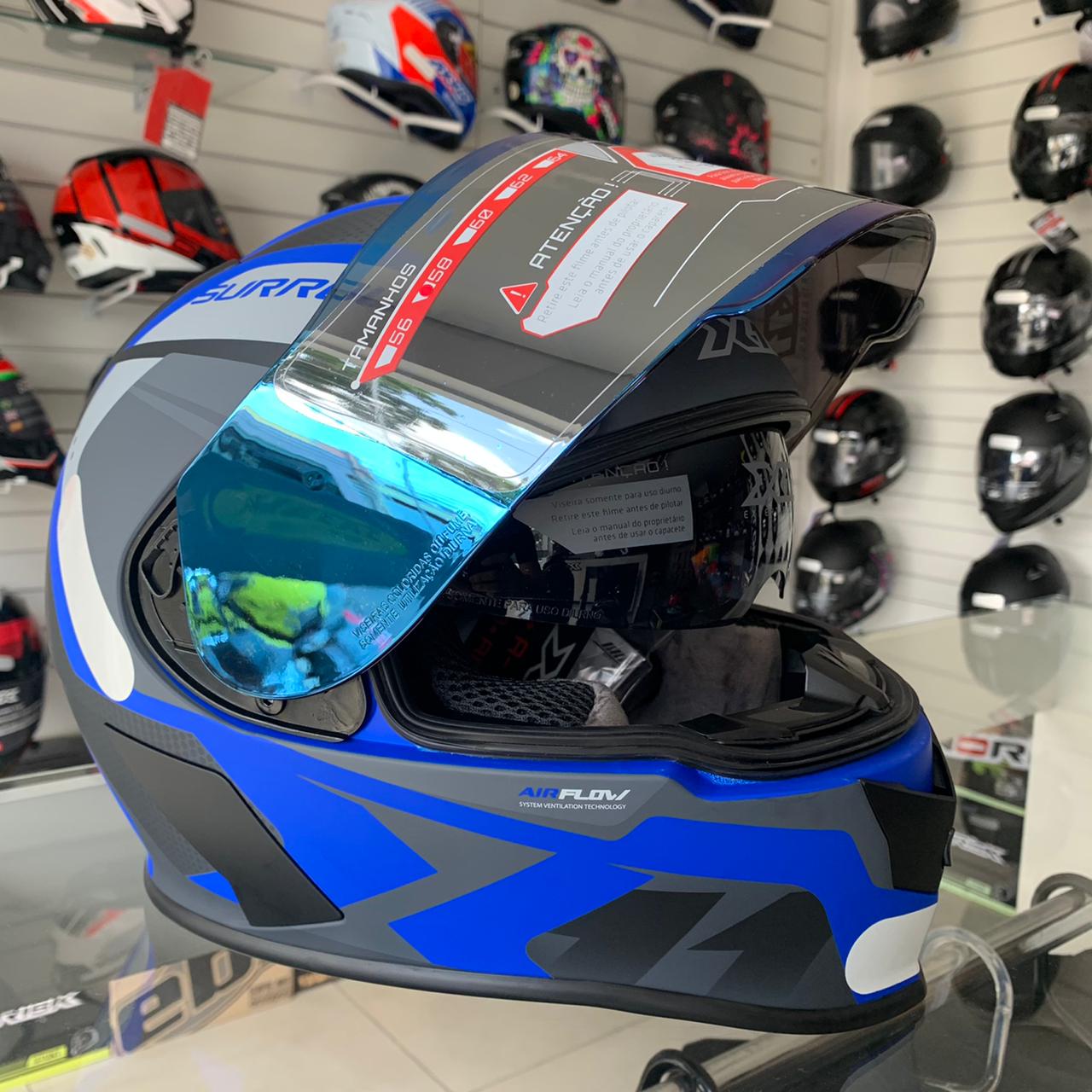 Capacete X11 Revo Pro Surround Azul Fosco C/ Óculos - Imagem 3