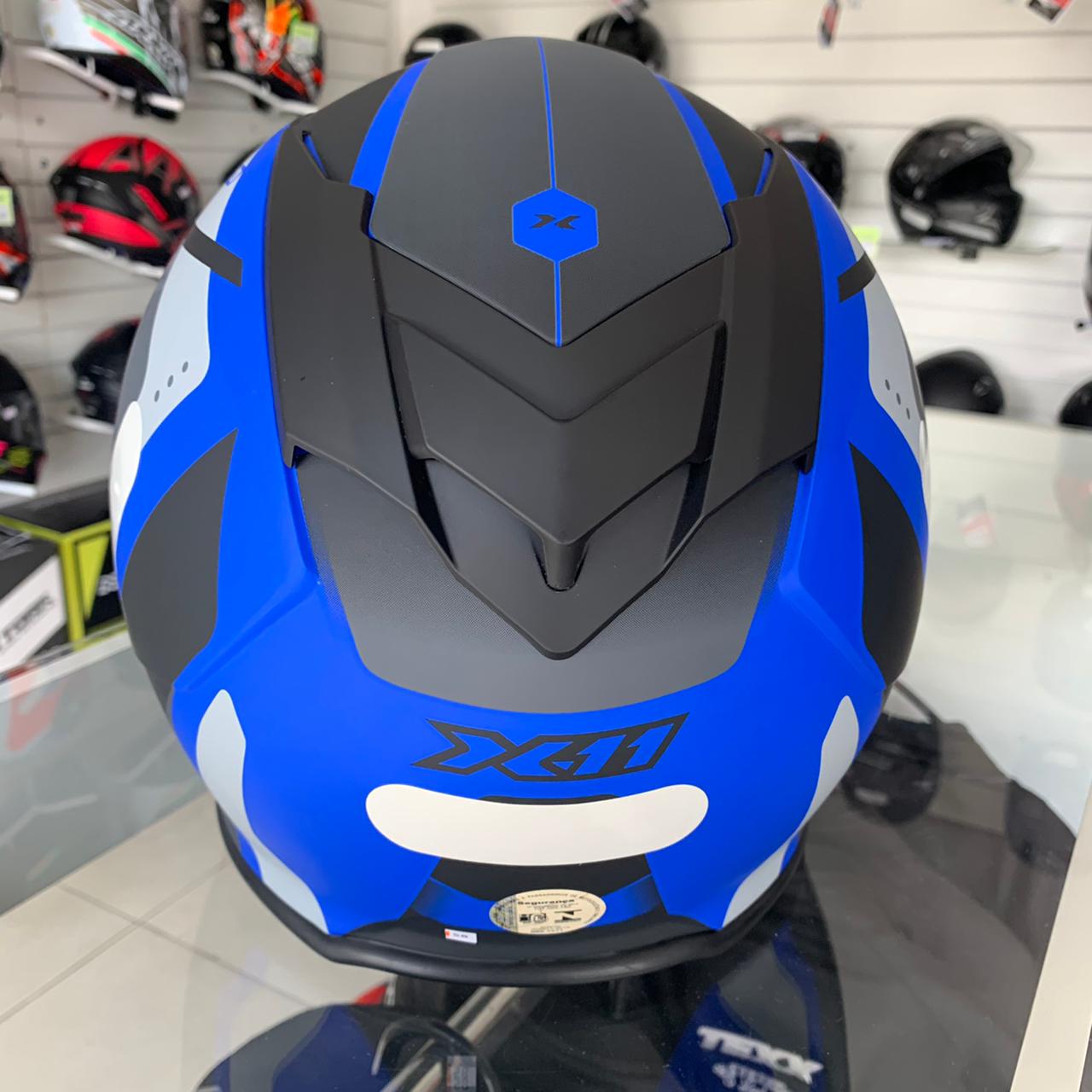 Capacete X11 Revo Pro Surround Azul Fosco C/ Óculos - Imagem 4