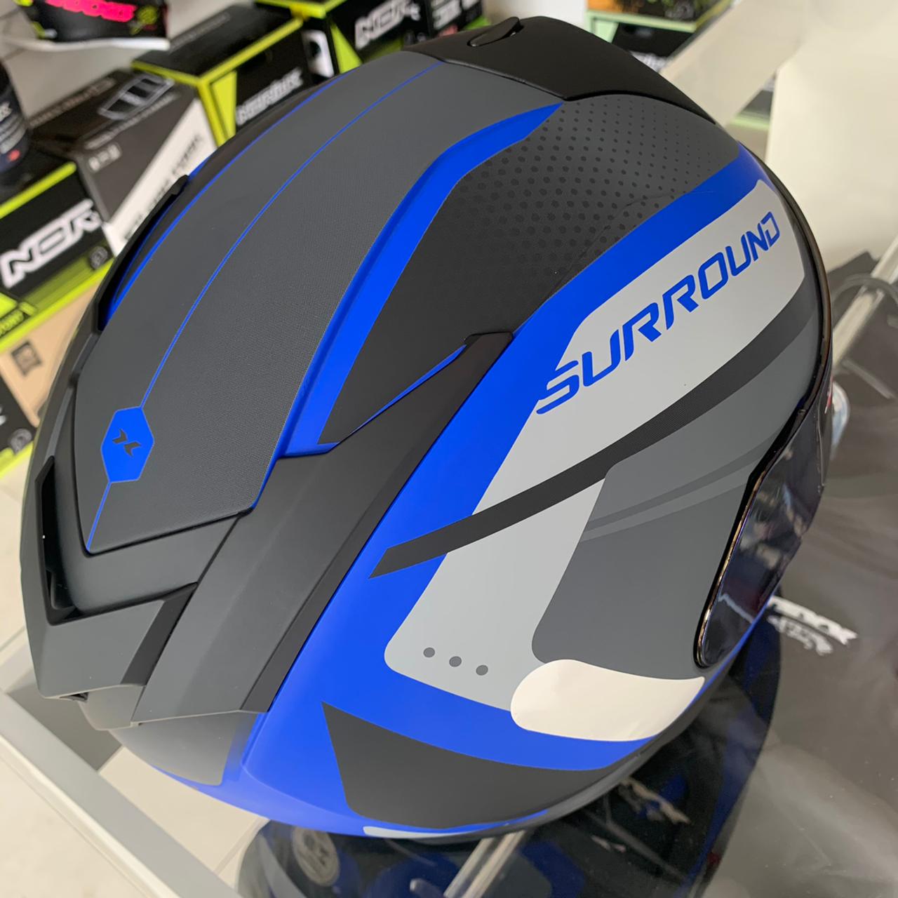 Capacete X11 Revo Pro Surround Azul Fosco C/ Óculos - Imagem 7