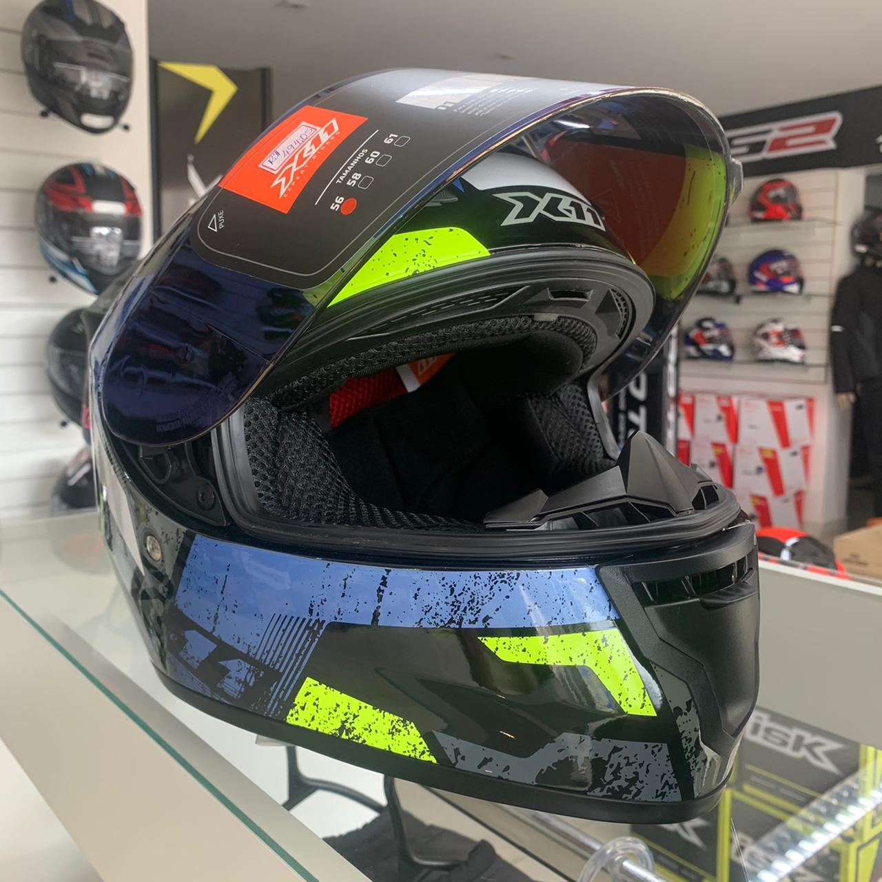 Capacete X11 Trust Pro Ballads Azul com Neon - Imagem 5