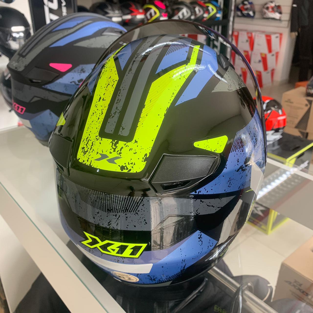 Capacete X11 Trust Pro Ballads Azul com Neon - Imagem 6
