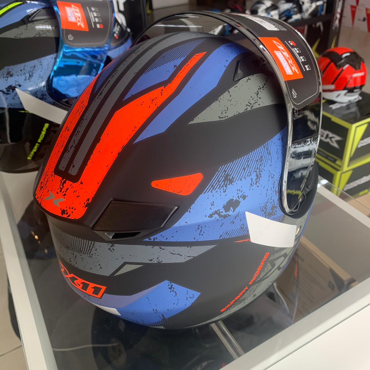 Capacete X11 Trust Pro Ballads Azul com Laranja Fosco - Imagem 4