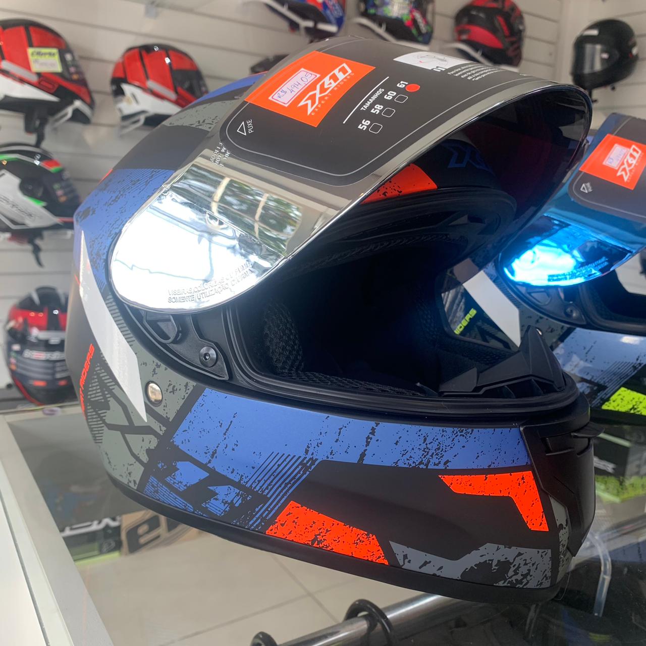 Capacete X11 Trust Pro Ballads Azul com Laranja Fosco - Imagem 5
