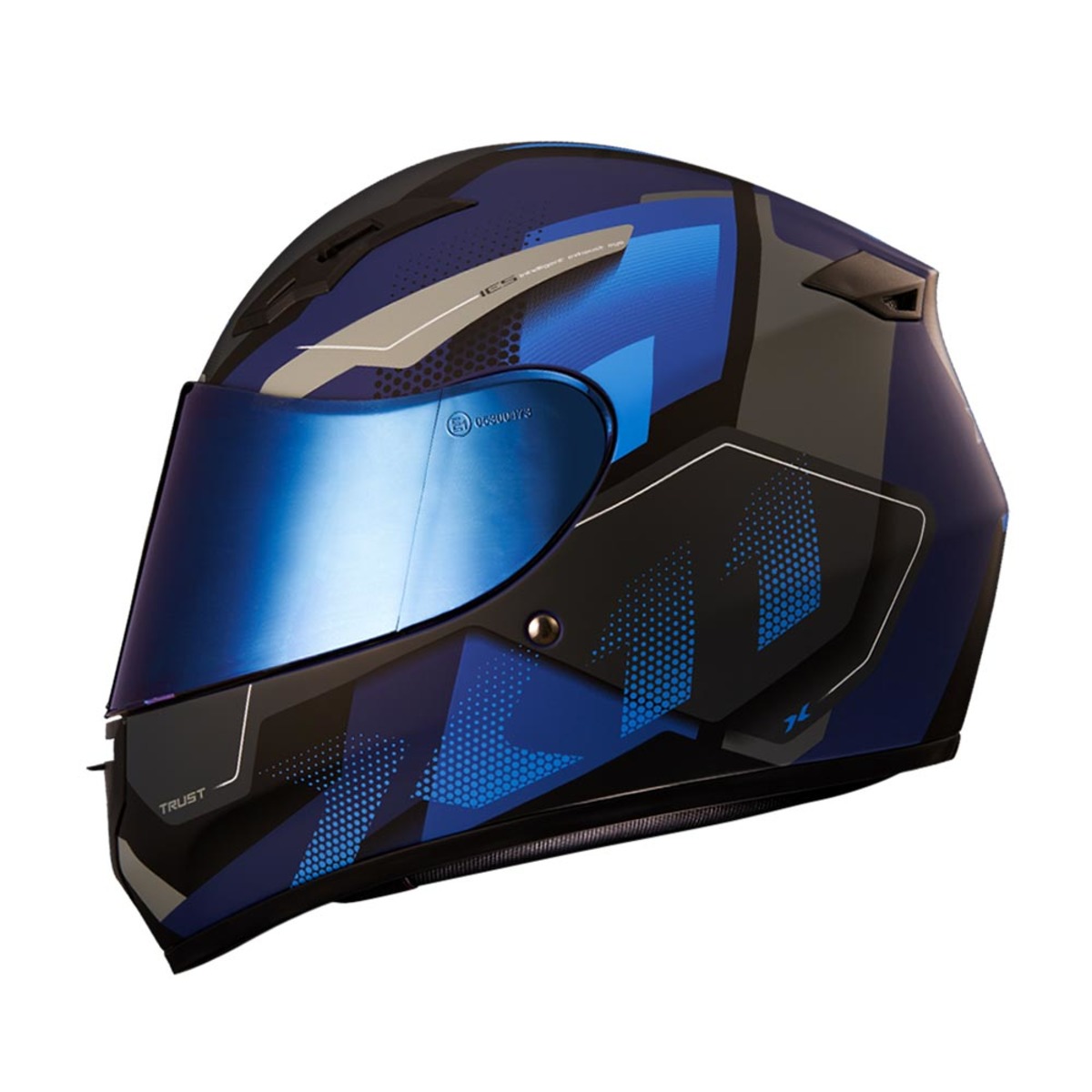 Capacete X11 Trust Pro Transit Azul com Cinza Fosco - Imagem 3