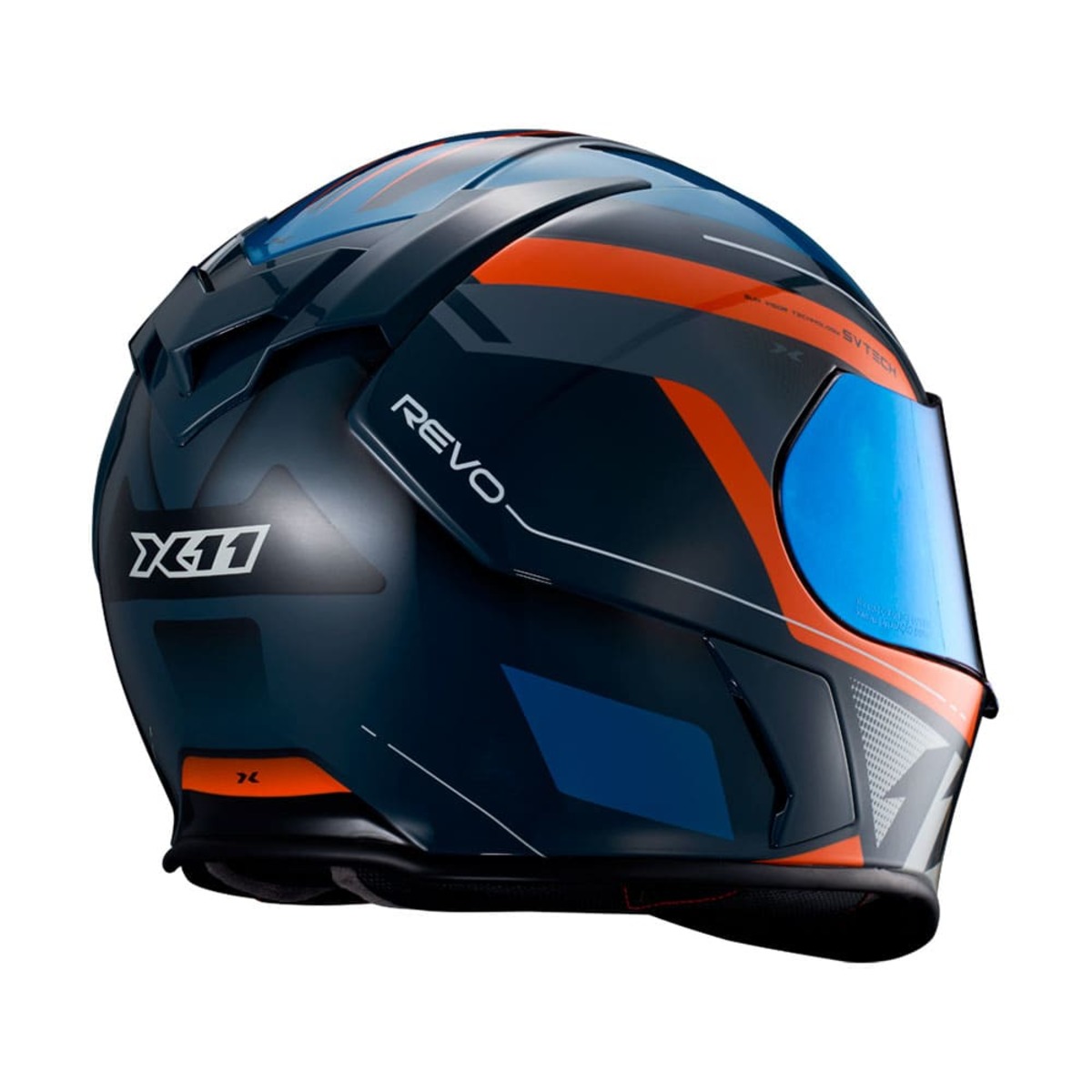 Capacete X11 Revo Pro Eleven Azul/Laranja C/óculos - Imagem 3