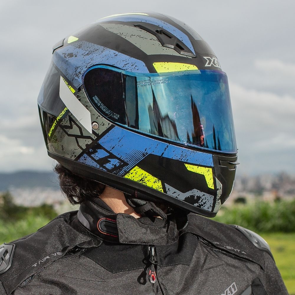 Capacete X11 Trust Pro Ballads Azul com Neon - Imagem 4