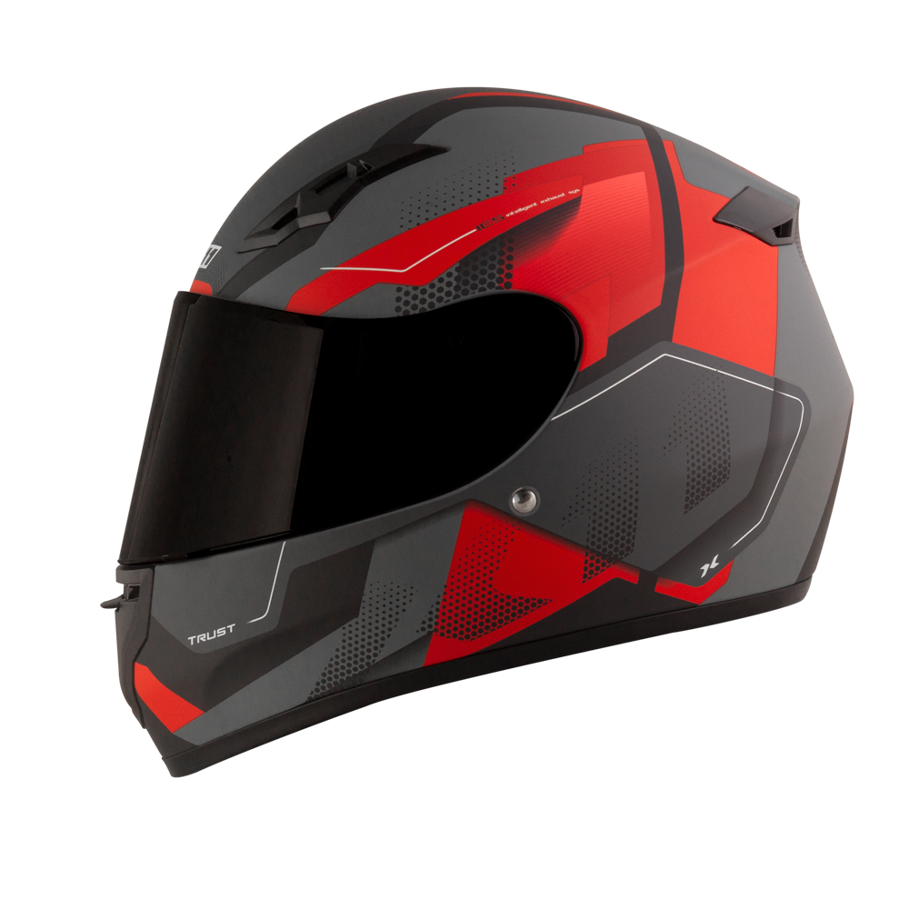 Capacete X11 Trust Pro Transit Vermelho com Cinza Fosco - Imagem 3
